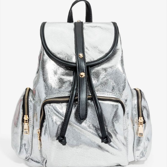 SALE!! Metallic Silver Backpack - Picture 1 of 4